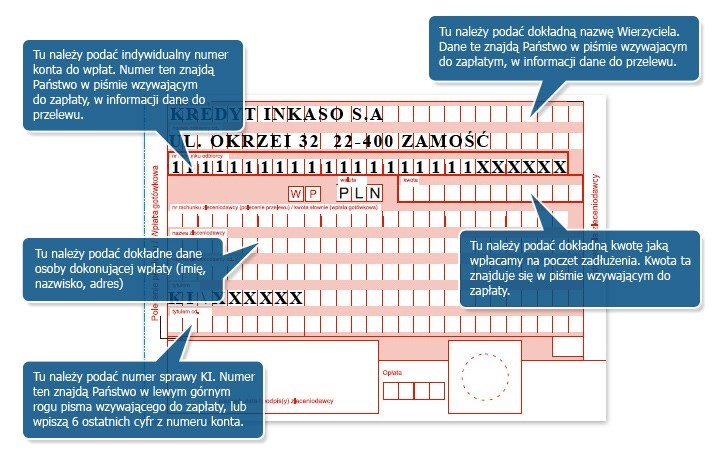 Uzupełniony druk wpłaty druk-wpłaty